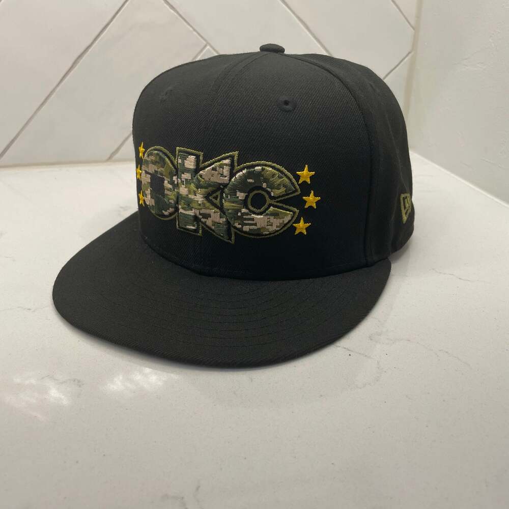 New Era 59FIFTY Oklahoma City Thunder Fitted Hat Size 7 Black Camo NBA